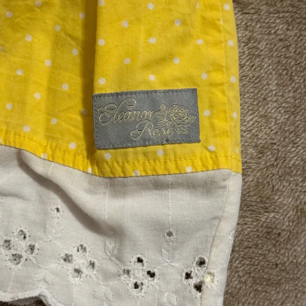 Eleanor Rose Margaret Dress Yellow Polka Dot Eyelet Lace Girls Size 4-5